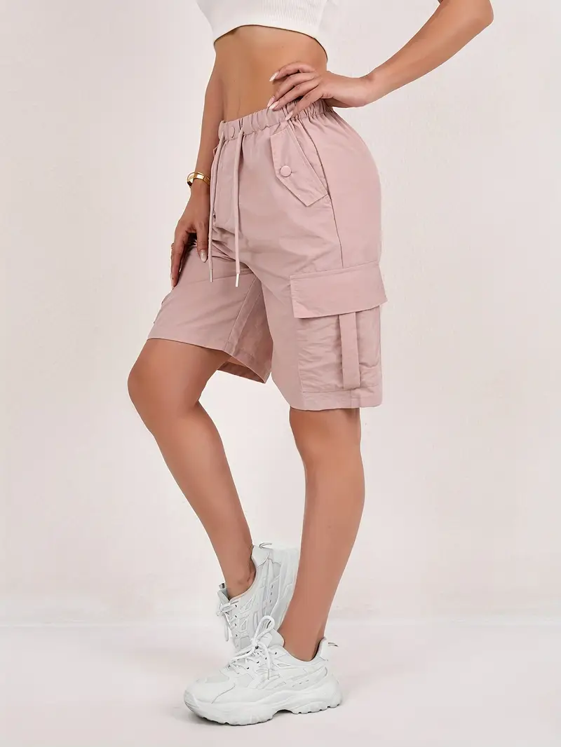 Short cargo Via rose poudré taille élastique femme - Image 5