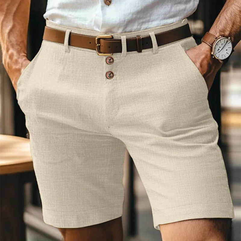 Short homme en lin boutonné – Pantalon court léger respirant uni idéal pour l'été - Image 5