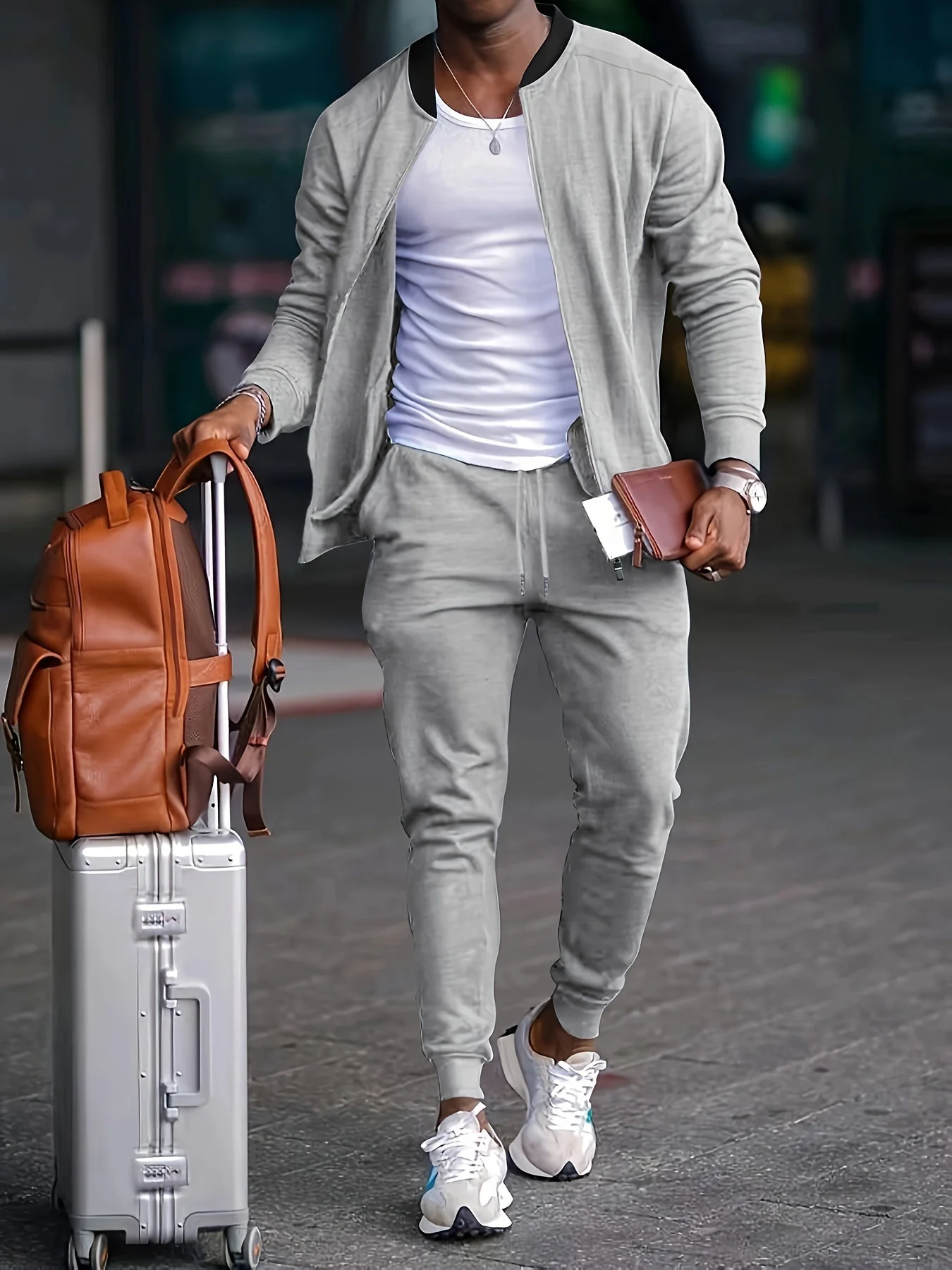 Survêtement athlétique élégant pour homme – Veste zippée avec pantalon de jogging ajustable - Image 3