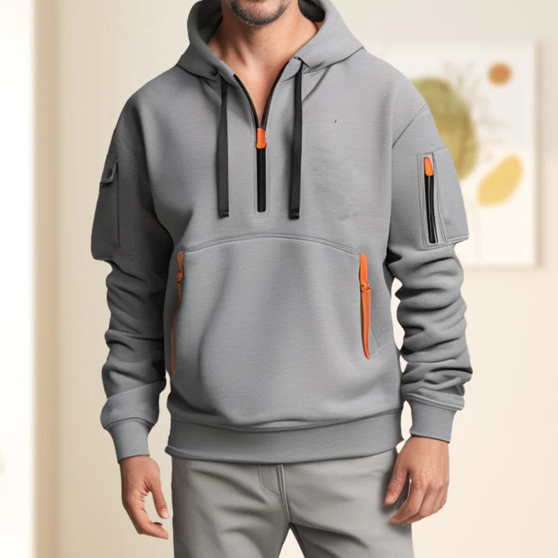 Sweat à Capuche Demi-Zip Décontracté Élégant pour Homme – Confortable - Image 10