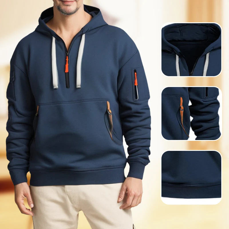 Sweat à Capuche Demi-Zip Décontracté Élégant pour Homme – Confortable - Image 11