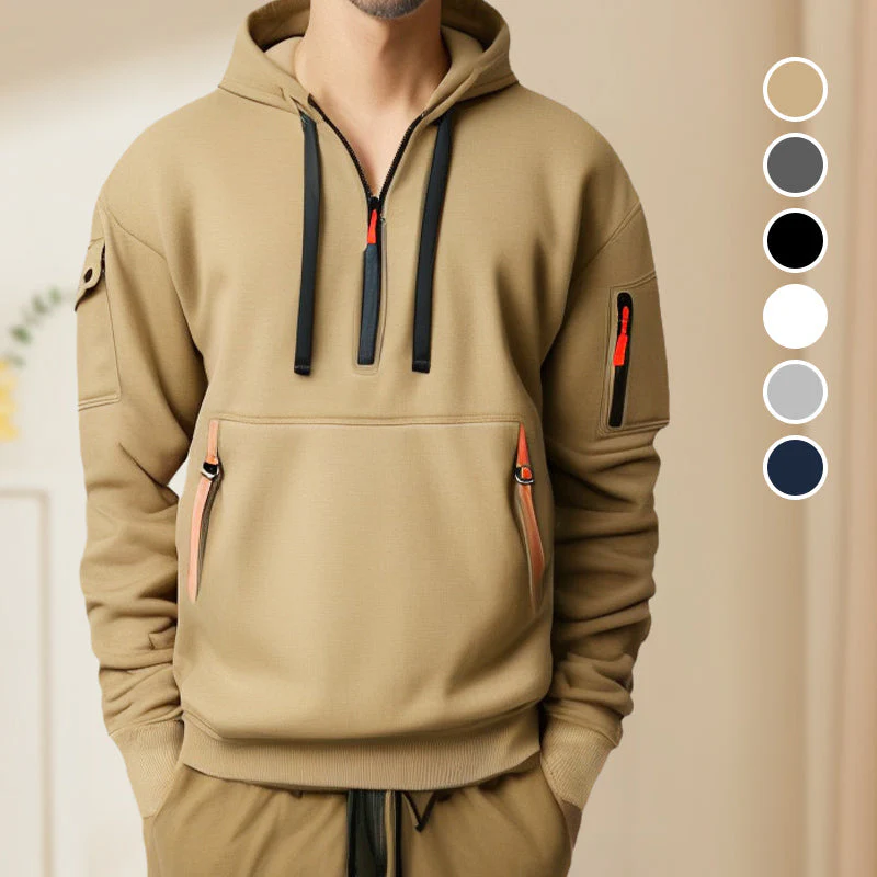 Sweat à Capuche Demi-Zip Décontracté Élégant pour Homme – Confortable - Image 12