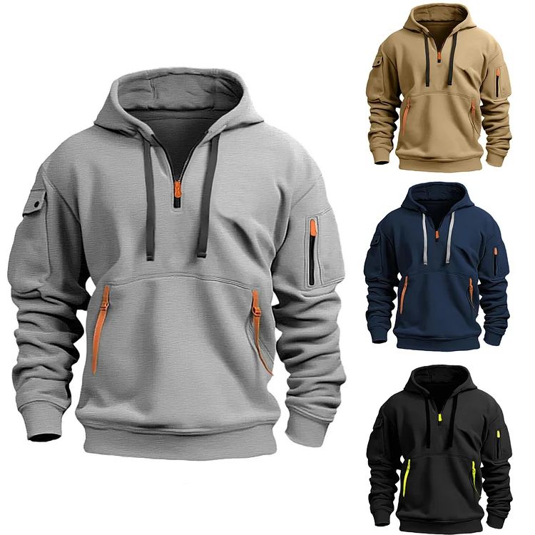 Sweat à Capuche Demi-Zip Décontracté Élégant pour Homme – Confortable - Image 13