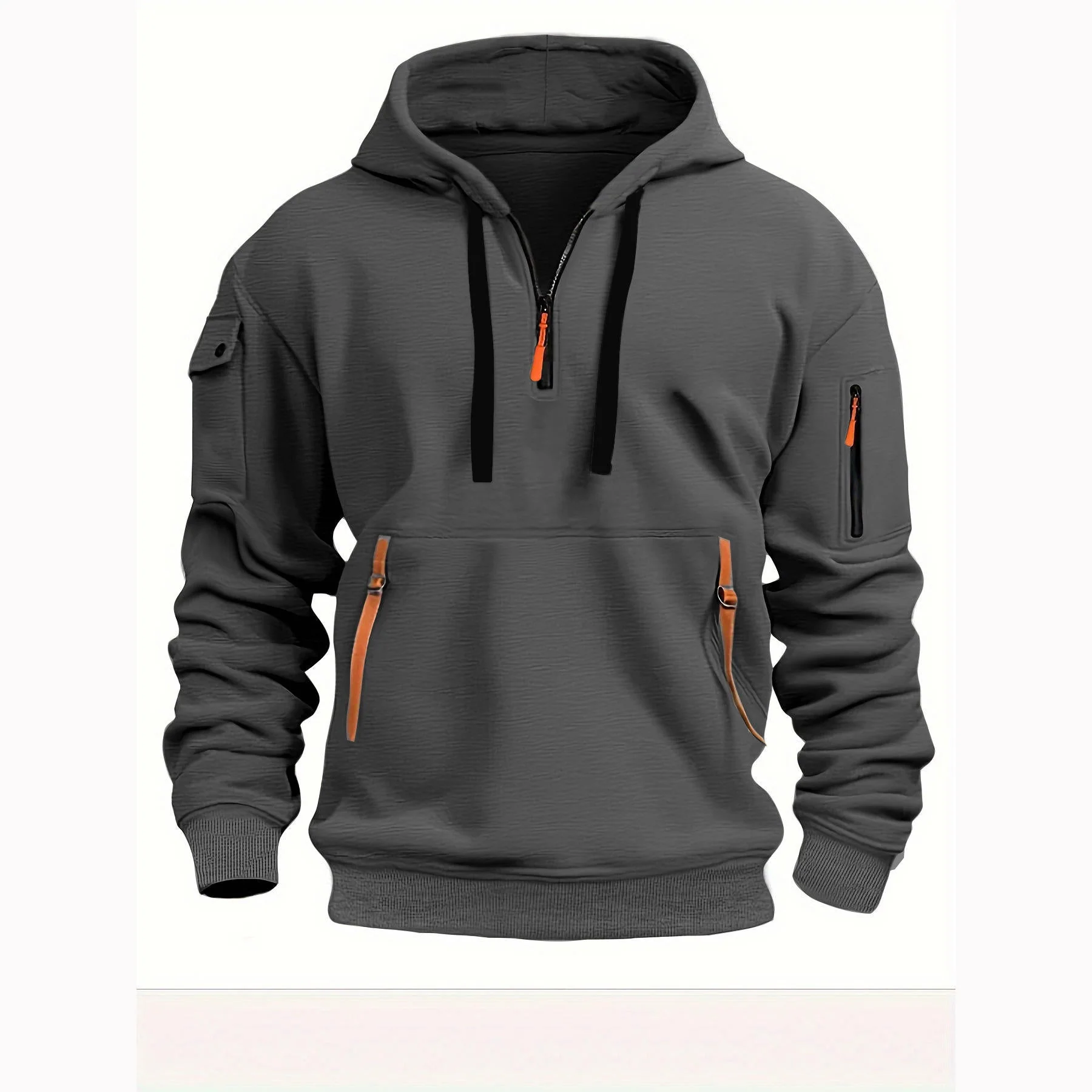 Sweat à Capuche Demi-Zip Décontracté Élégant pour Homme – Confortable - Image 4