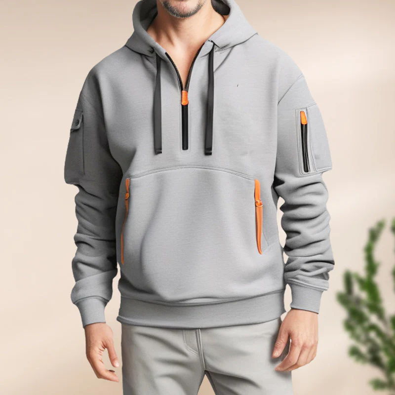 Sweat à Capuche Demi-Zip Décontracté Élégant pour Homme – Confortable - Image 9