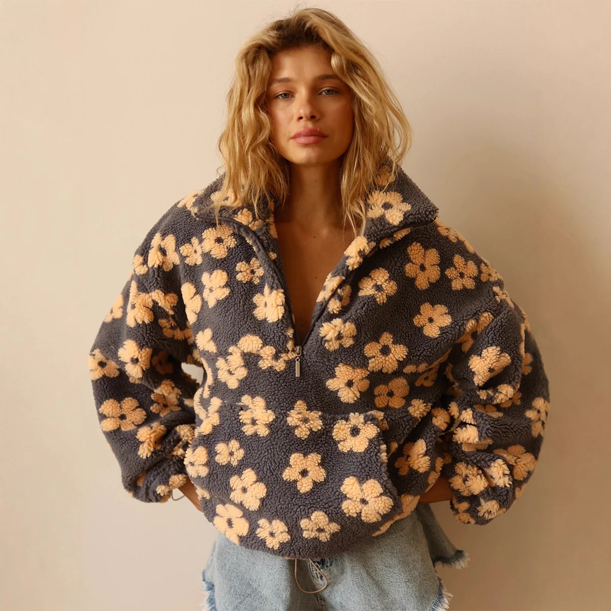 Sweat-shirt en polaire pour femmes – Pull à fermeture éclair décontracté avec poche - Image 10