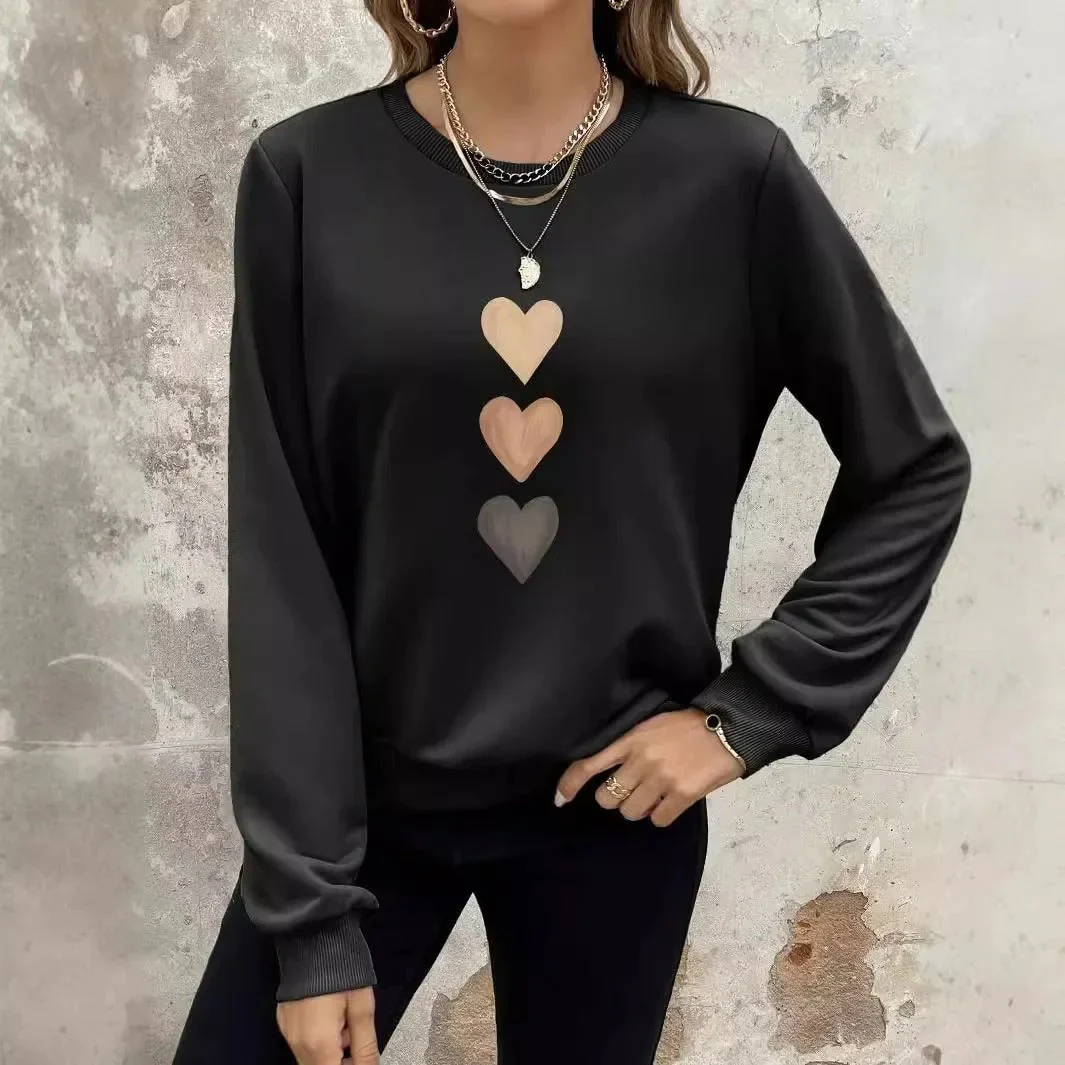 Sweatshirt Imprimé Cœurs pour Femme – Haut Élégant Décontracté et Confortable - Image 8