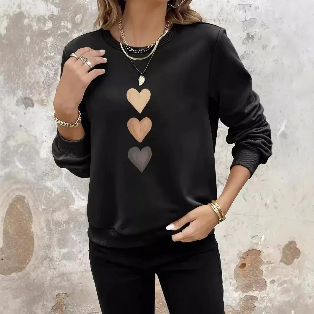 Sweatshirt Imprimé Cœurs pour Femme – Haut Élégant Décontracté et Confortable - Image 9