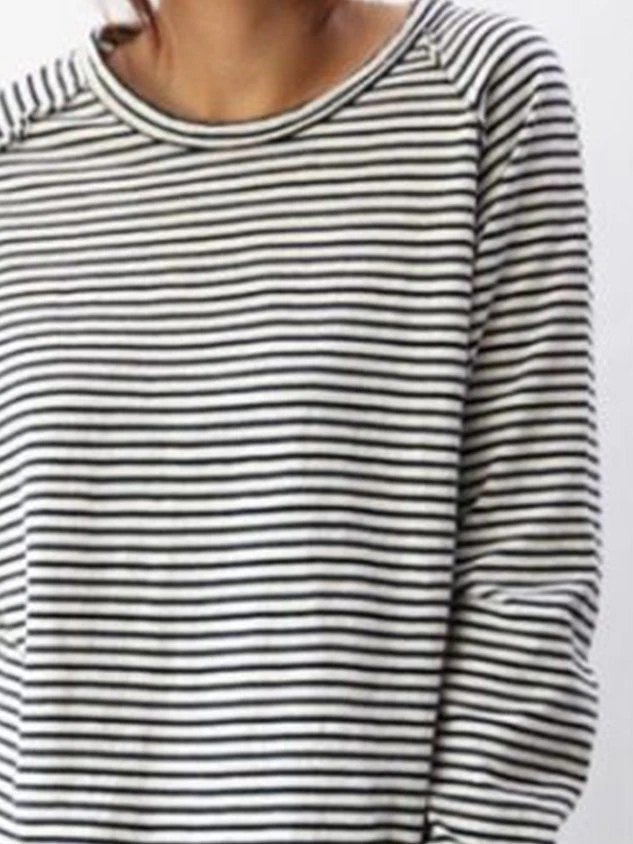 T-shirt à manches longues rayé pour femme – Haut décontracté et confortable au quotidien - Image 3