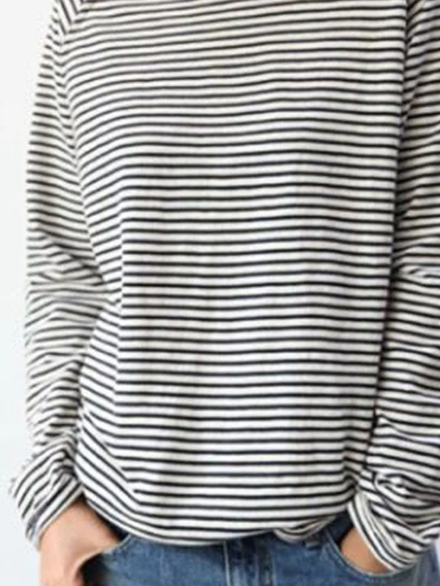 T-shirt à manches longues rayé pour femme – Haut décontracté et confortable au quotidien - Image 4