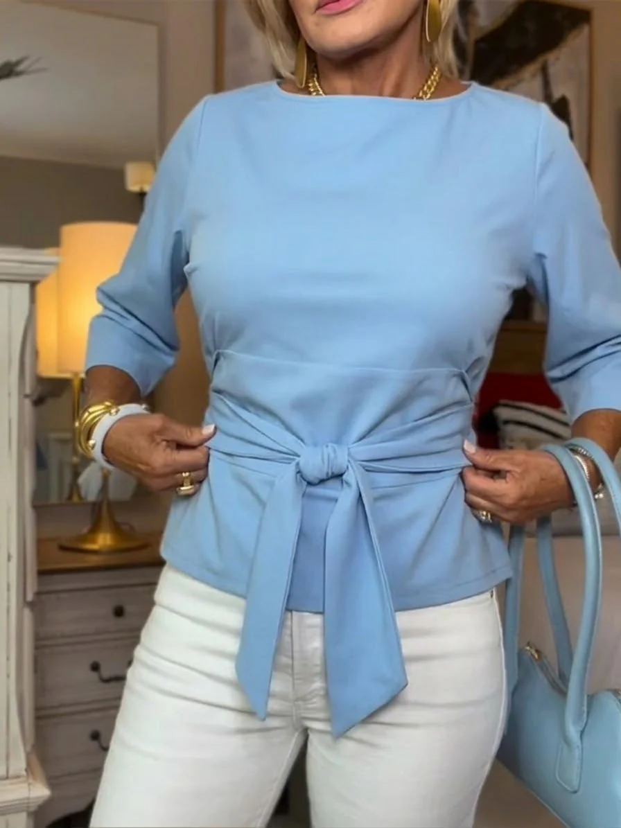 T-shirt femme en coton à nouer – Coupe décontractée chic - Image 4