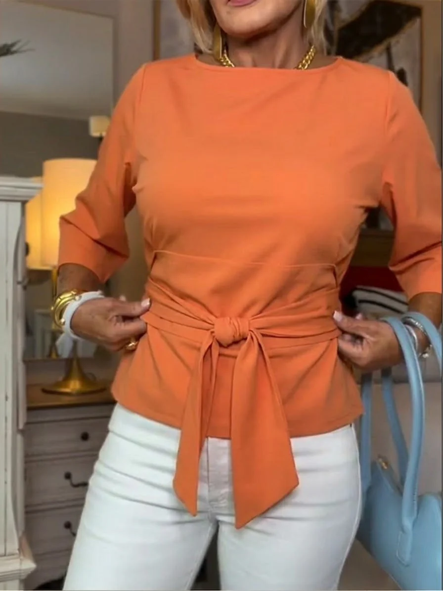 T-shirt femme en coton à nouer – Coupe décontractée chic - Image 5