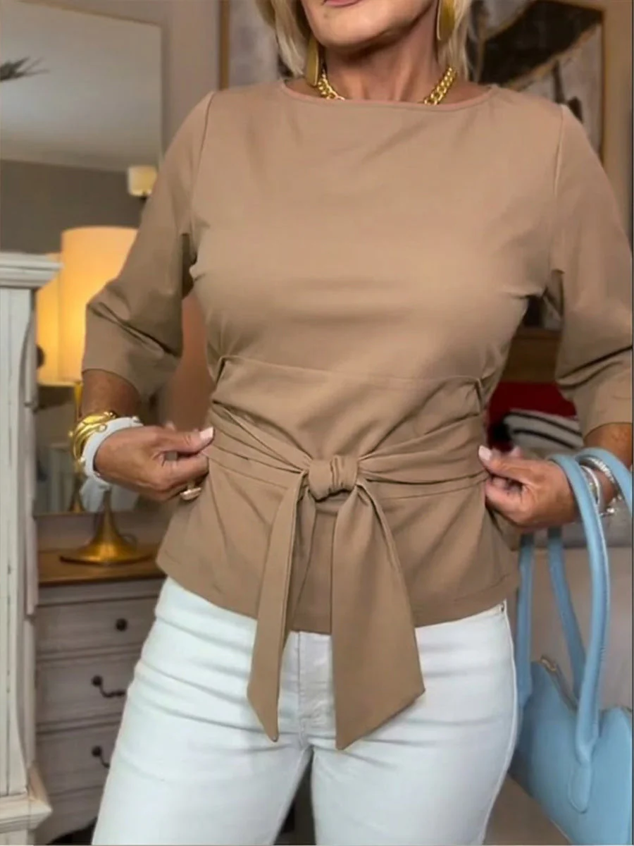 T-shirt femme en coton à nouer – Coupe décontractée chic - Image 6