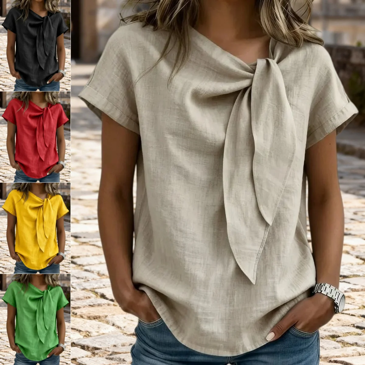 T-shirt femme manches courtes melange coton - Leger et decontracte