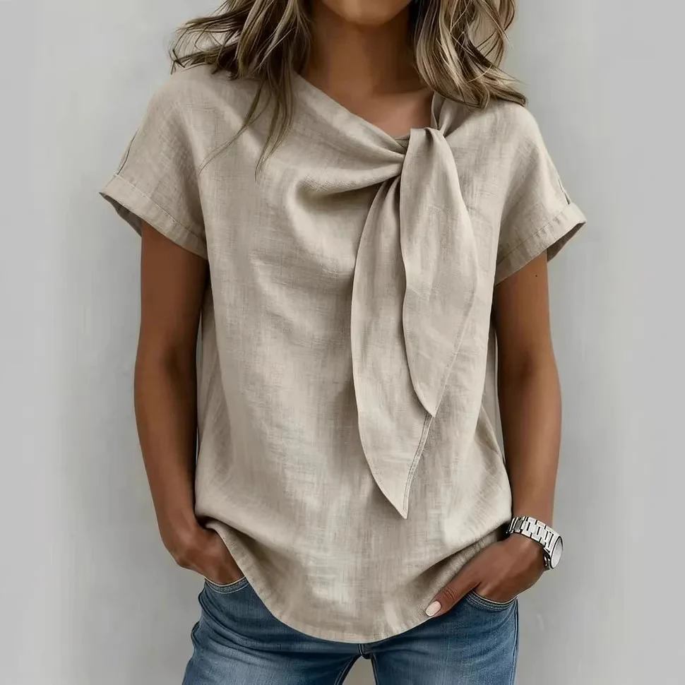 T-shirt femme manches courtes melange coton - Leger et decontracte - Image 2
