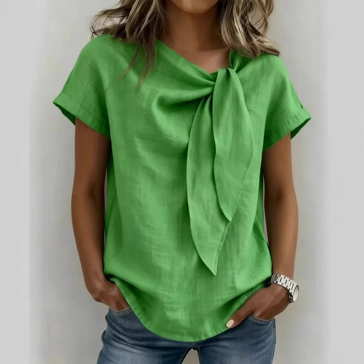 T-shirt femme manches courtes melange coton - Leger et decontracte - Image 4