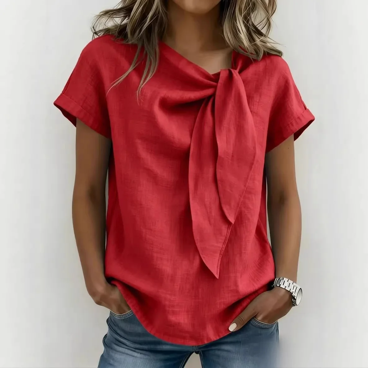 T-shirt femme manches courtes melange coton - Leger et decontracte - Image 5