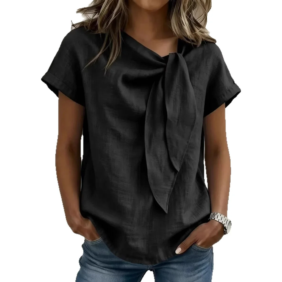 T-shirt femme manches courtes melange coton - Leger et decontracte - Image 6