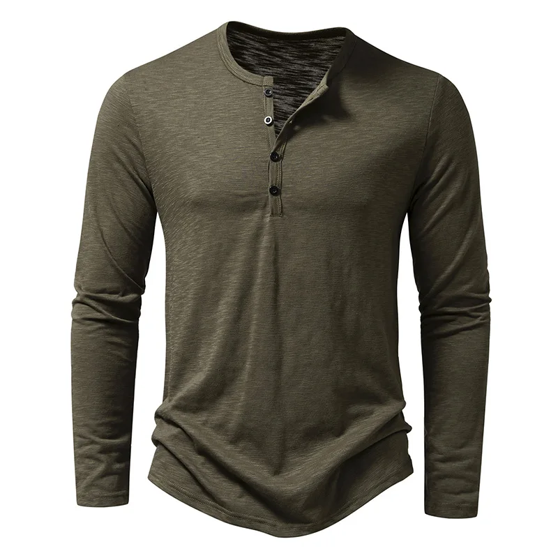 T-shirt Henley décontracté pour homme – Chemise à manches longues élégante - Image 3