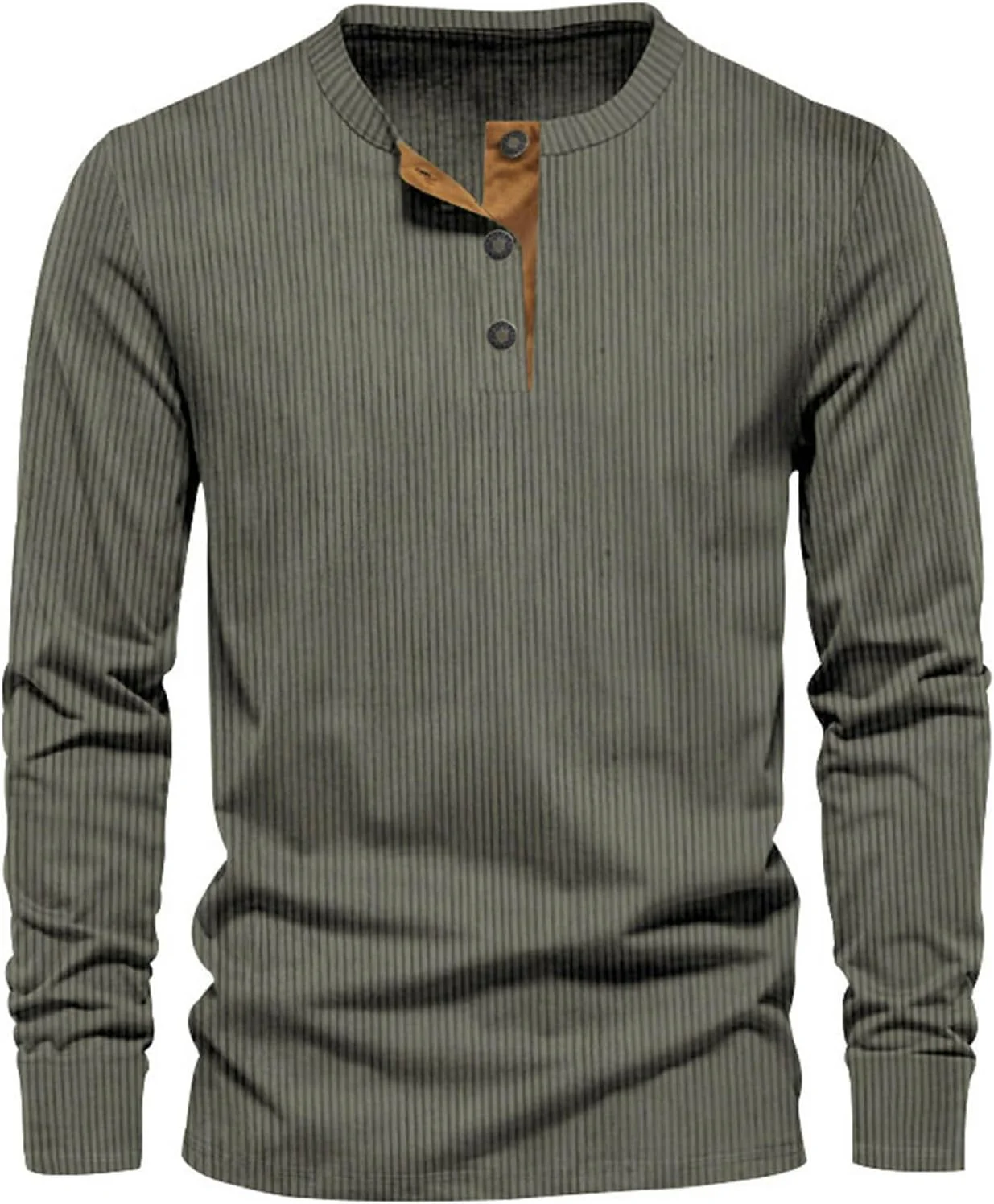 T-Shirt Homme à Manches Longues Côtelé – Décontracté Confort Col Rond - Image 5