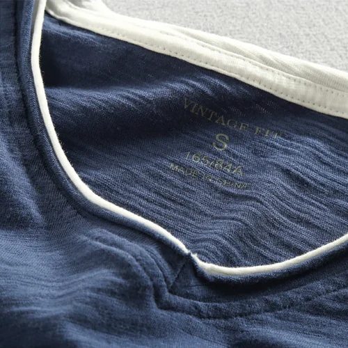 T-shirt Homme Décontracté en Coton Col V Manches Longues – Tee-Shirt Basique Confortable - Image 4