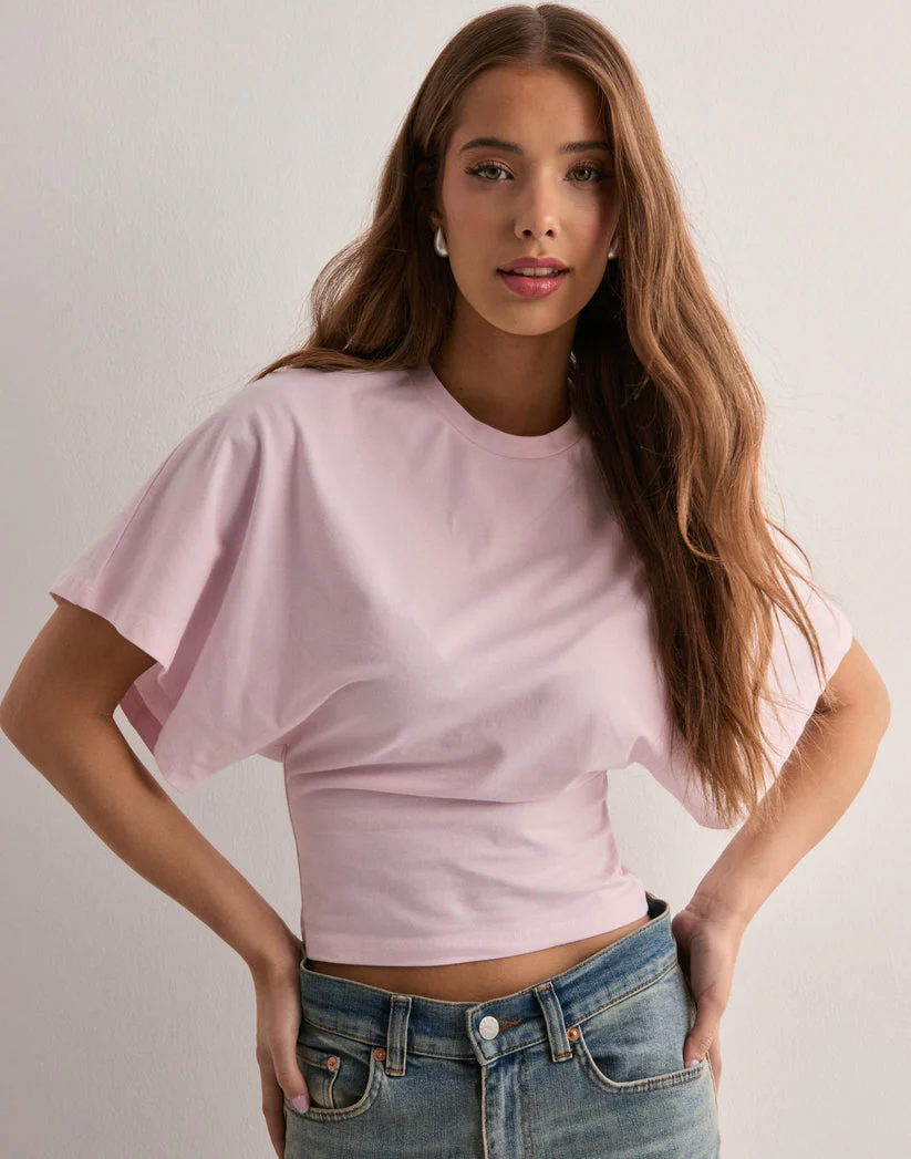 Tee Élégant à Manches Amples pour Femme – Col Rond et Manches Courtes Décontractées - Image 3