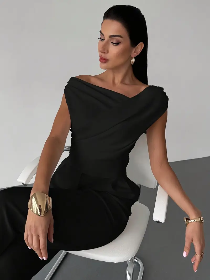 Top à épaules drapées pour femme – Style moderne, élégant et décontracté - Image 12