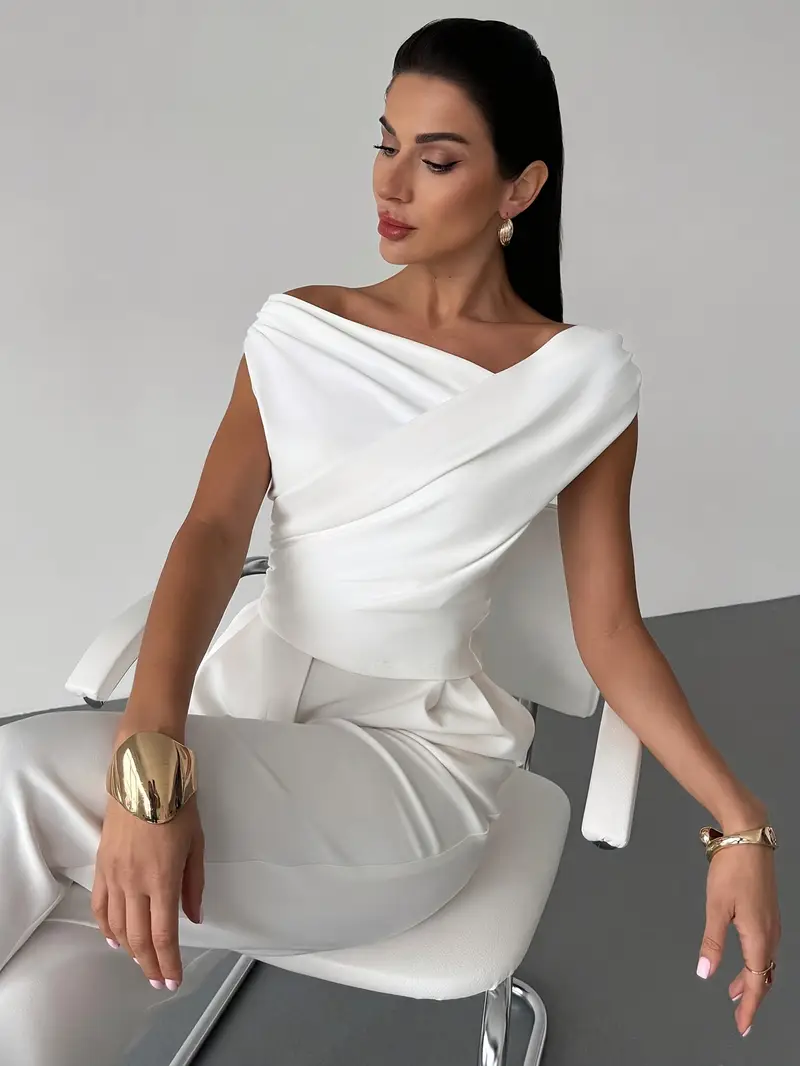 Top à épaules drapées pour femme – Style moderne, élégant et décontracté - Image 4