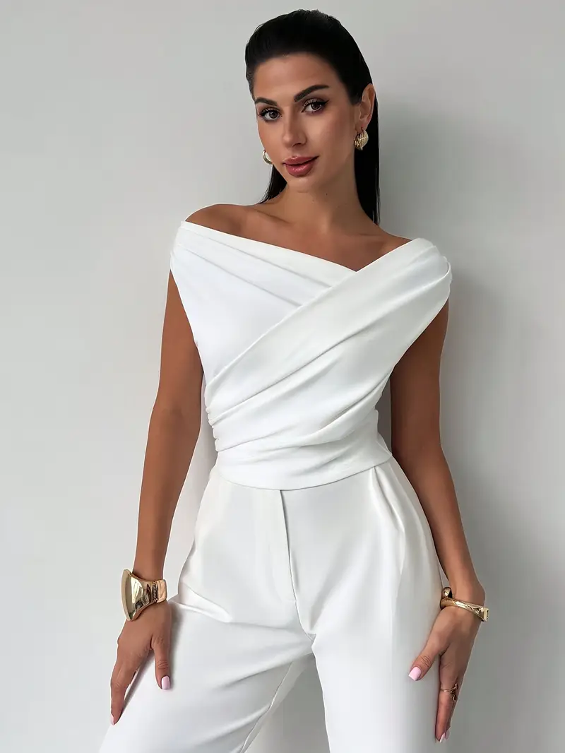 Top à épaules drapées pour femme – Style moderne, élégant et décontracté - Image 5