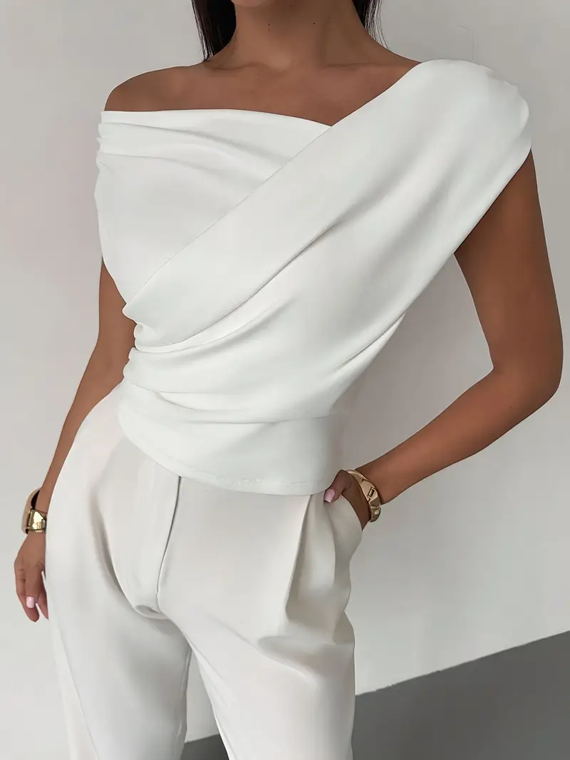 Top à épaules drapées pour femme – Style moderne, élégant et décontracté - Image 6
