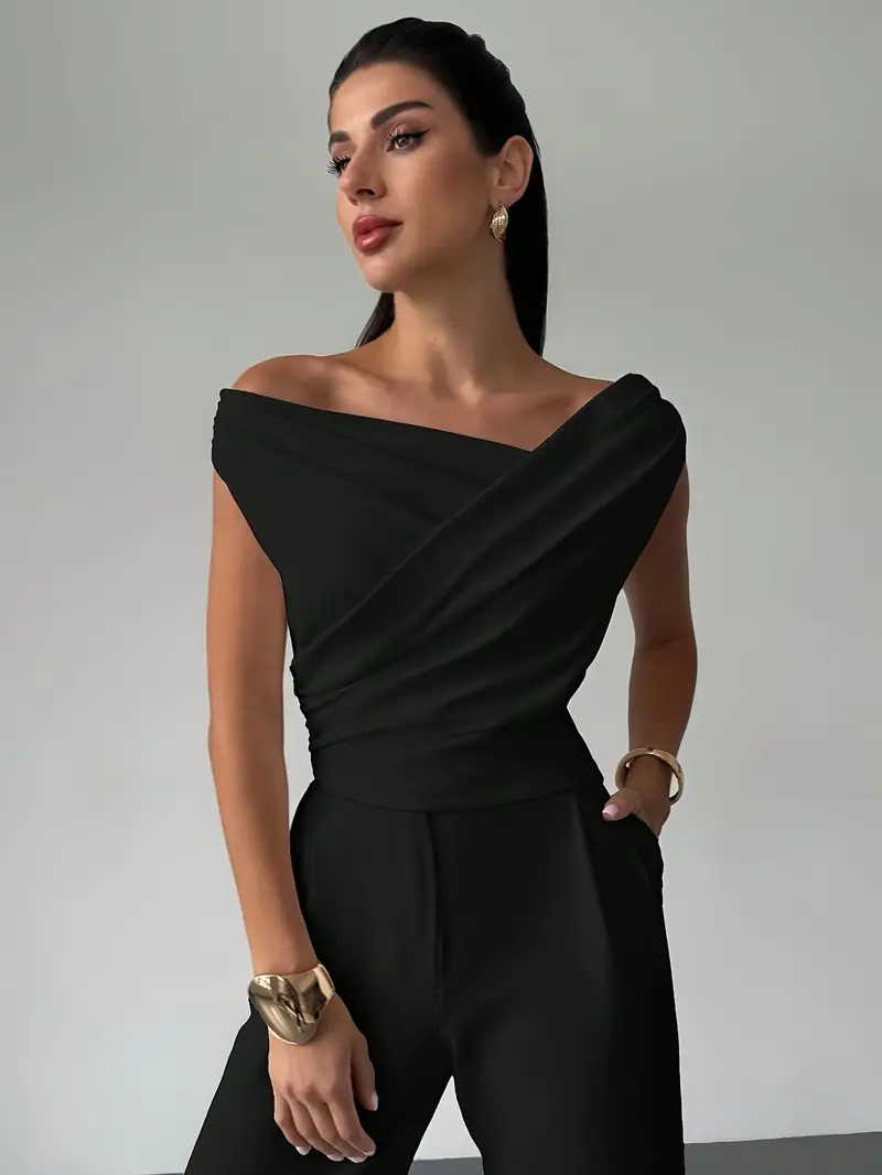Top à épaules drapées pour femme – Style moderne, élégant et décontracté - Image 8