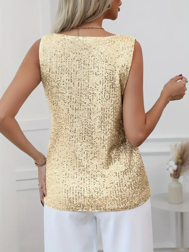 Top à paillettes à col en V pour femme – Style élégant et scintillant pour les soirées. - Image 22