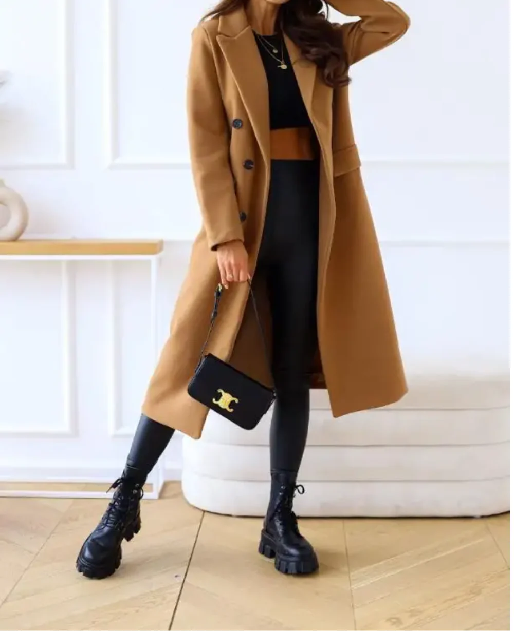 Trench-Coat Long Ajusté pour Femme – Confort Élégant Automne Hiver - Image 25