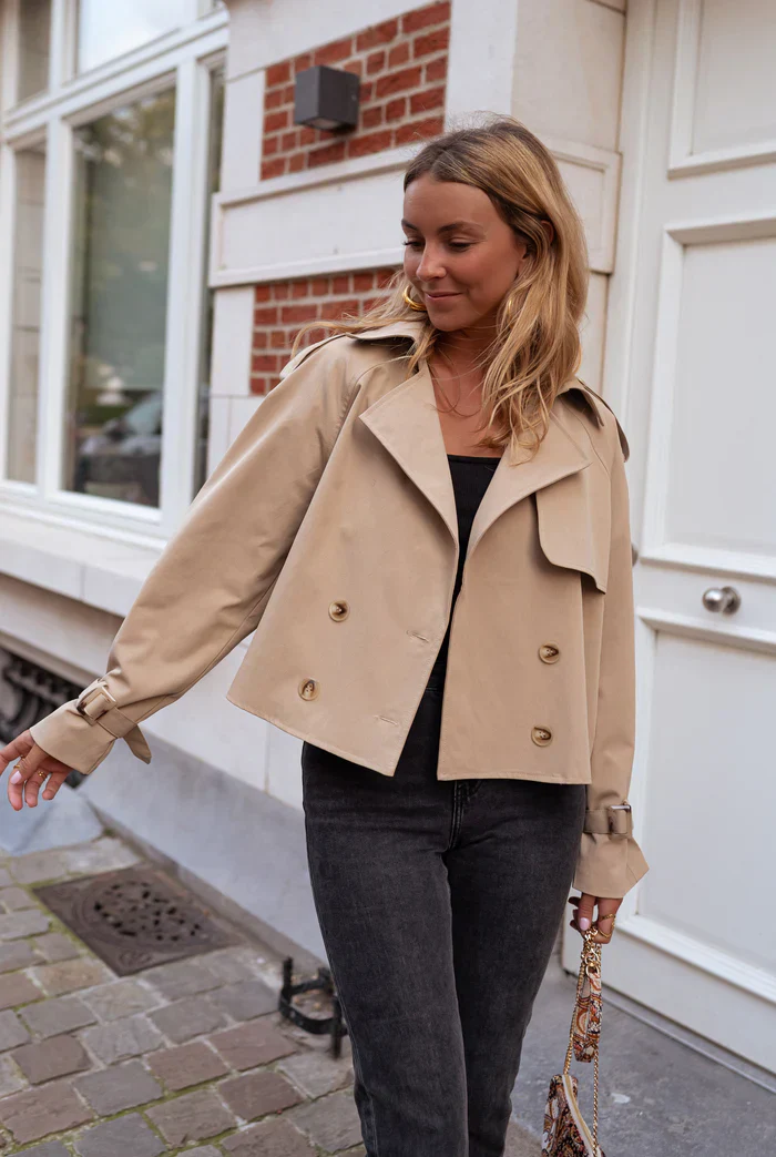 Trench Court Élégant pour Femme – Manteau à Double Boutonnage - Image 5