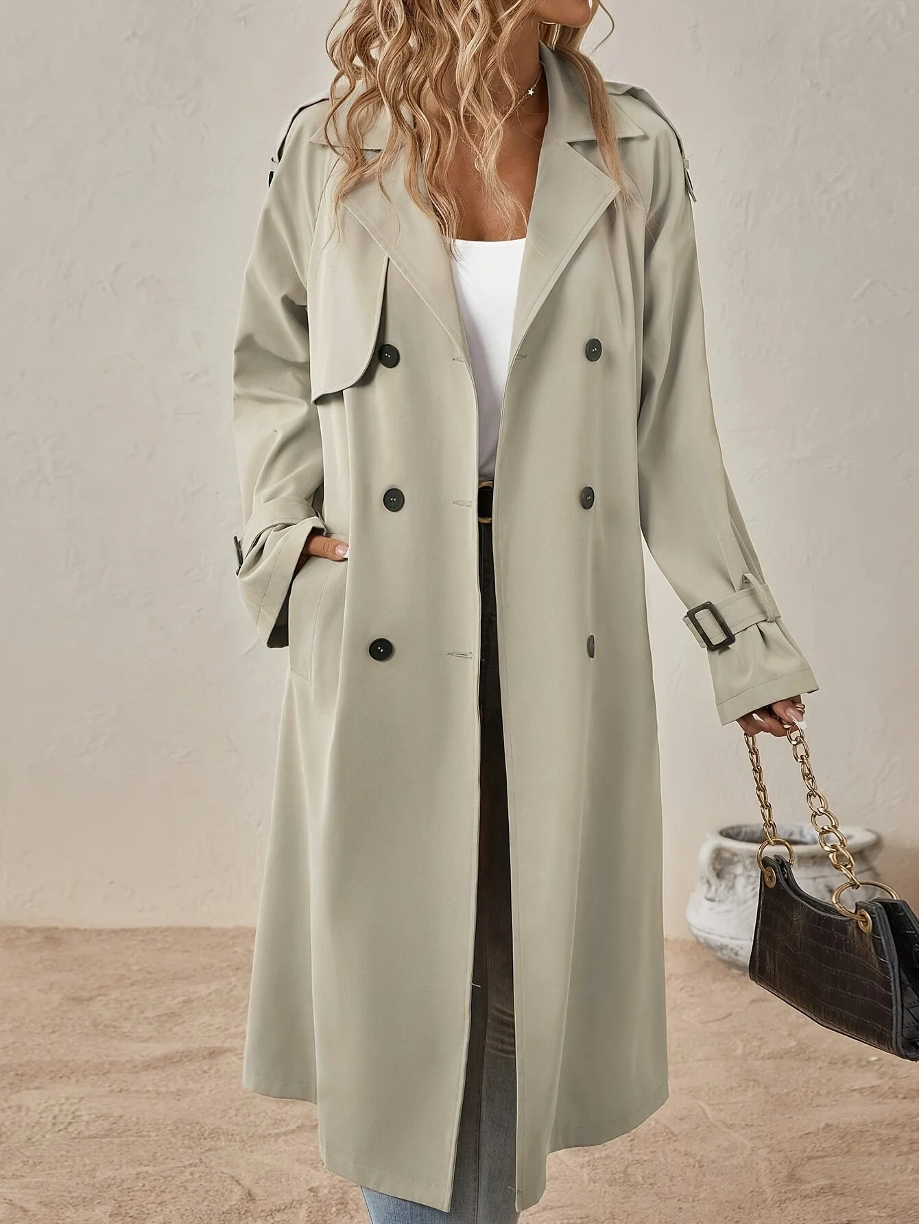 Trench Long Élégant en Coton Mélangé pour Femme – Idéal au Quotidien - Image 11