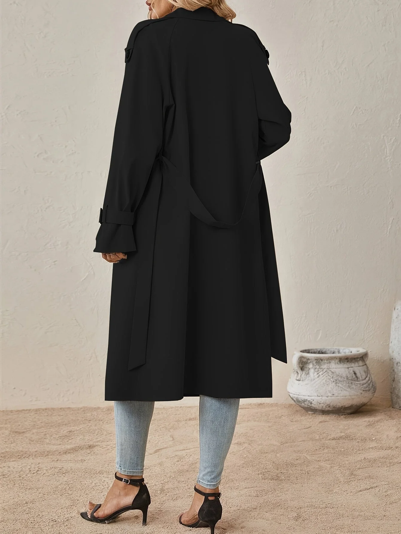 Trench Long Élégant en Coton Mélangé pour Femme – Idéal au Quotidien - Image 4