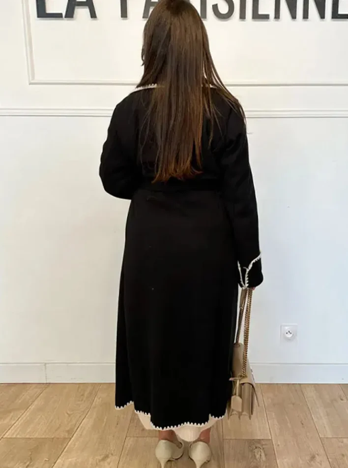 Trenchcoat Long Patchwork Élégant pour Femme - Image 4