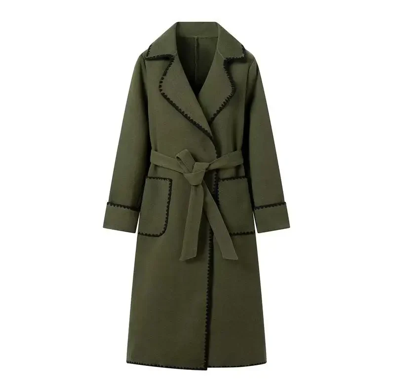 Trenchcoat Long Patchwork Élégant pour Femme - Image 6