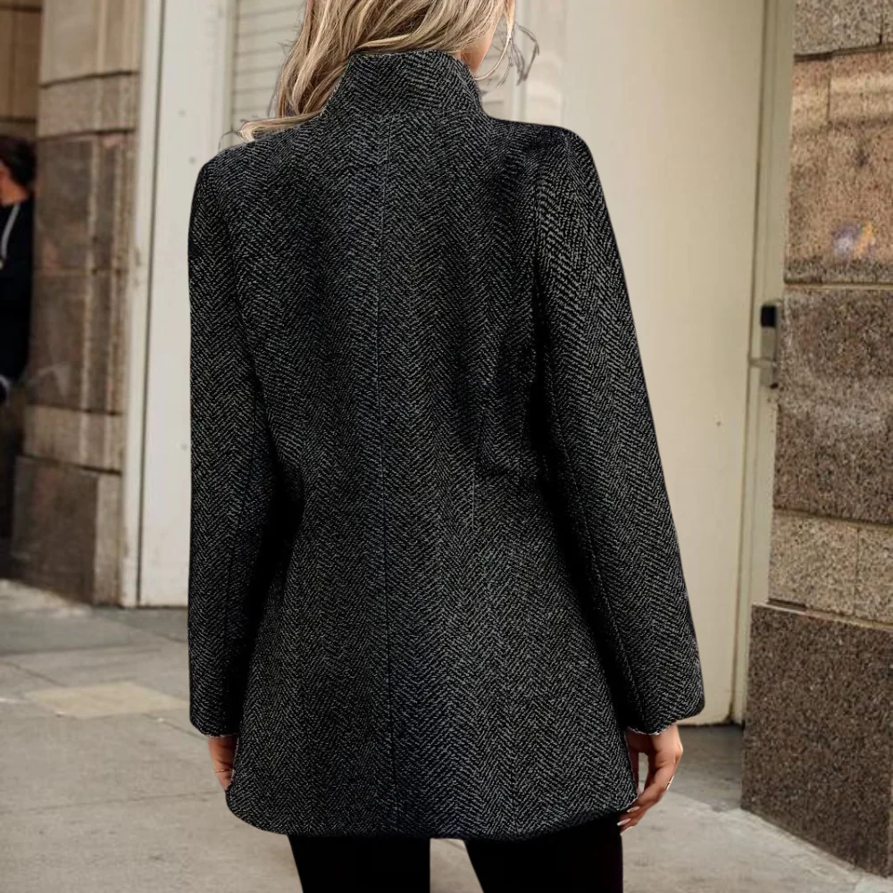 Veste Blazer Élégante Femme à Texture – Col Montant - Image 2