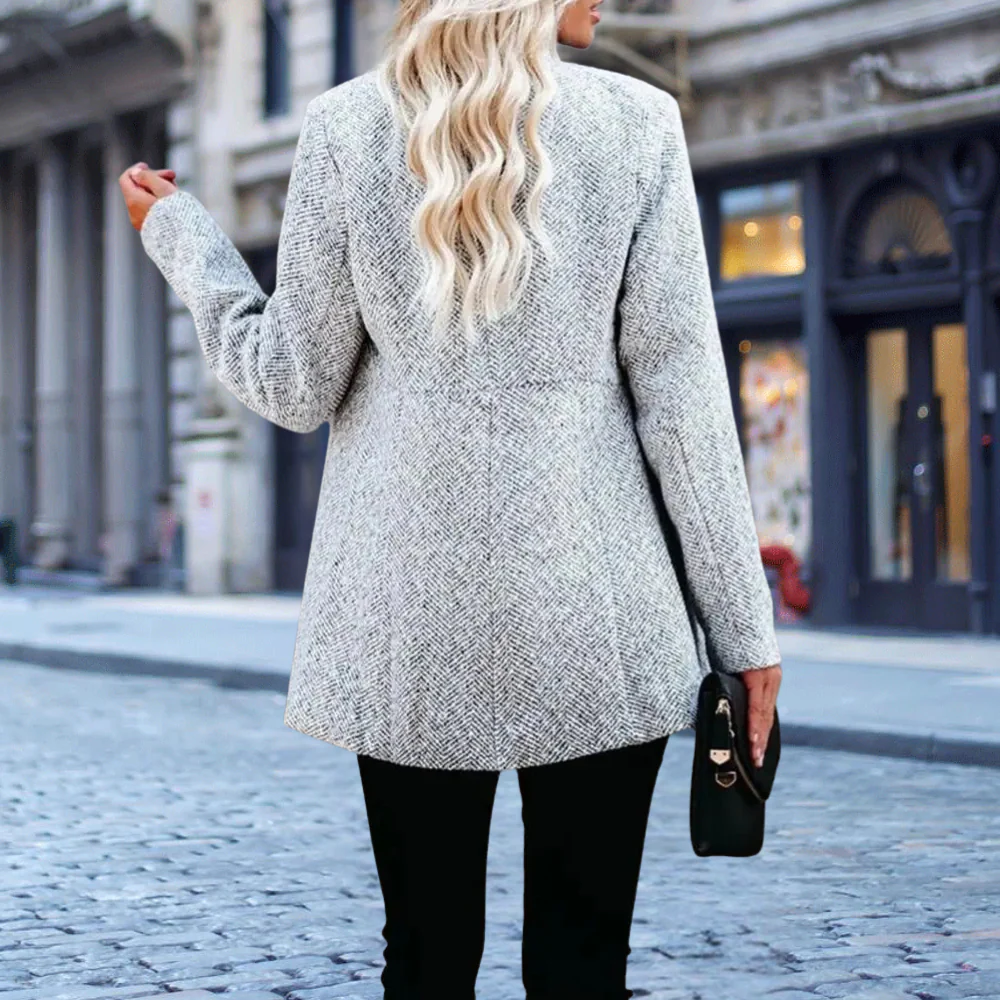 Veste Blazer Élégante Femme à Texture – Col Montant - Image 5