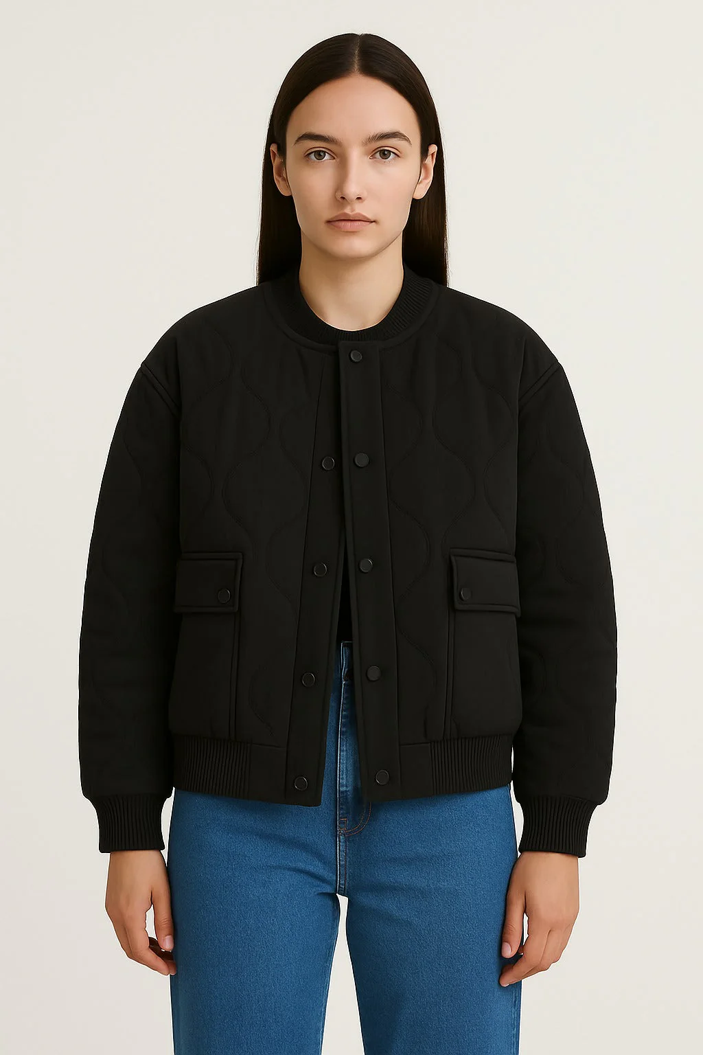 Veste bomber femme coupe décontractée – Vêtement d’extérieur de transition oversized avec fermeture éclair - Image 2