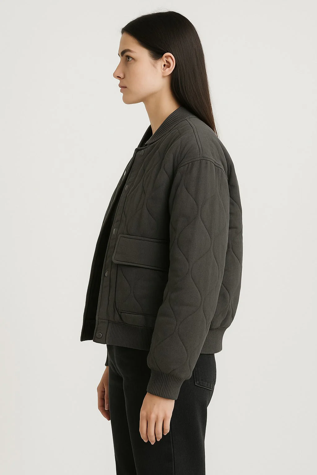 Veste bomber femme coupe décontractée – Vêtement d’extérieur de transition oversized avec fermeture éclair - Image 3