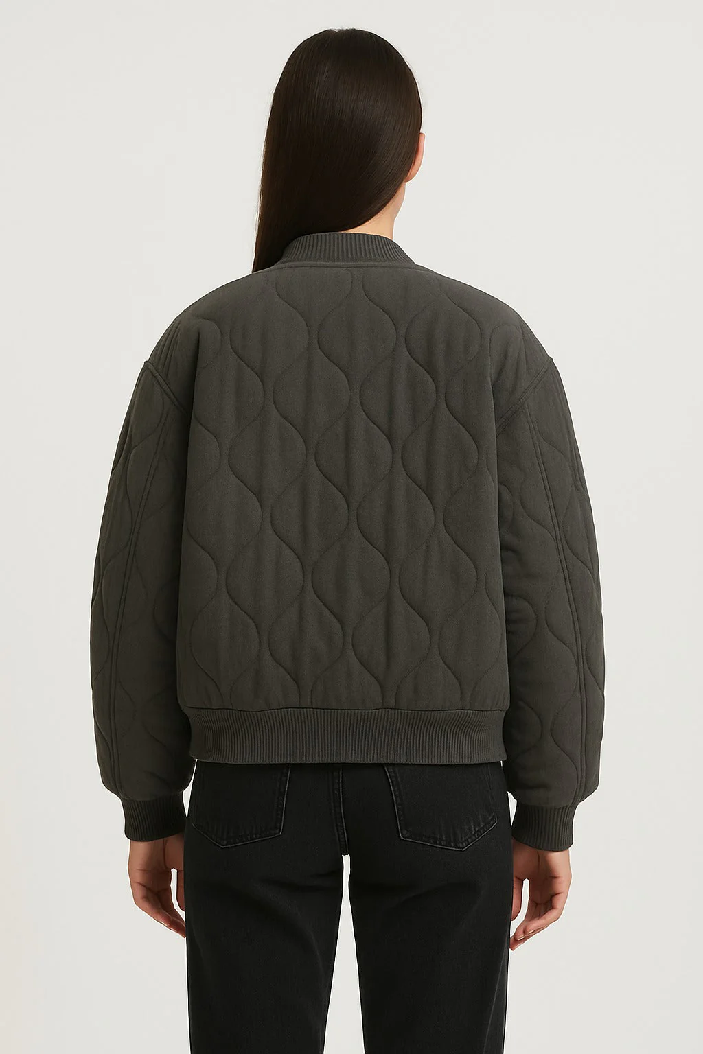 Veste bomber femme coupe décontractée – Vêtement d’extérieur de transition oversized avec fermeture éclair - Image 4