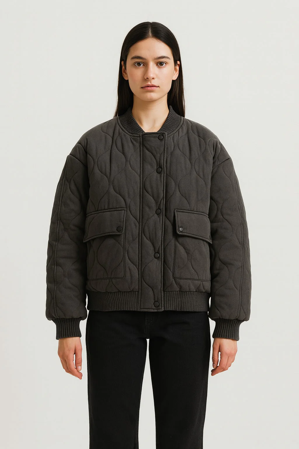 Veste bomber femme coupe décontractée – Vêtement d’extérieur de transition oversized avec fermeture éclair - Image 5