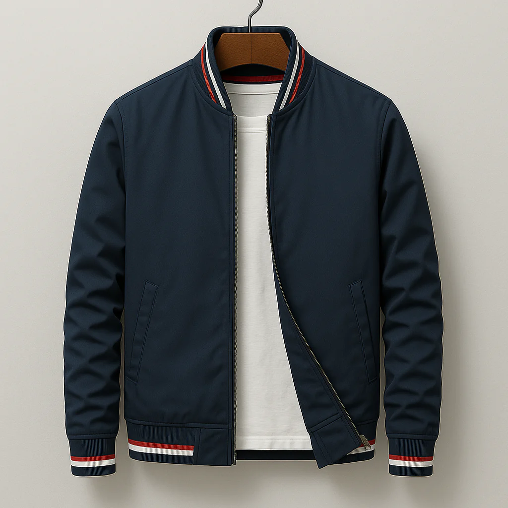 Veste Bomber Homme Légère à Zip – Veste Décontractée avec Bord Côtelé
