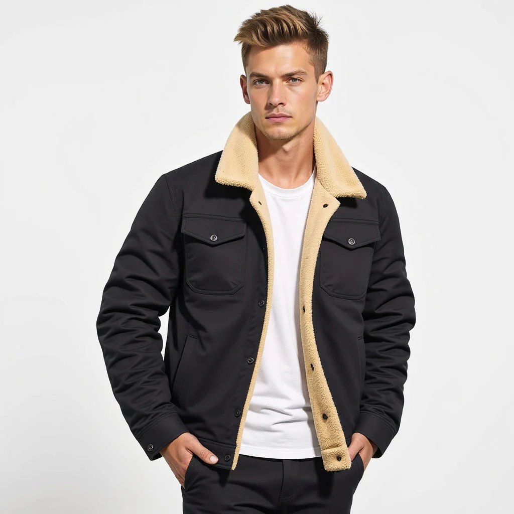 Veste Cargo Homme Doublée Sherpa – Manteau d’Hiver Isolant et Chaud - Image 3