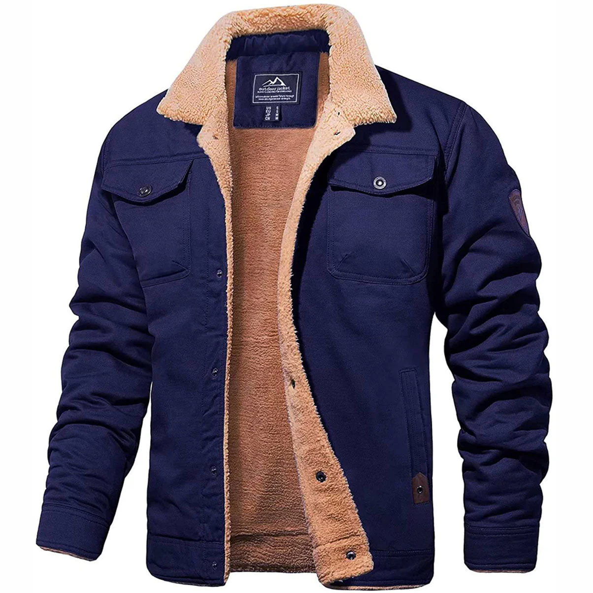 Veste Cargo Homme Doublée Sherpa – Manteau d’Hiver Isolant et Chaud - Image 4
