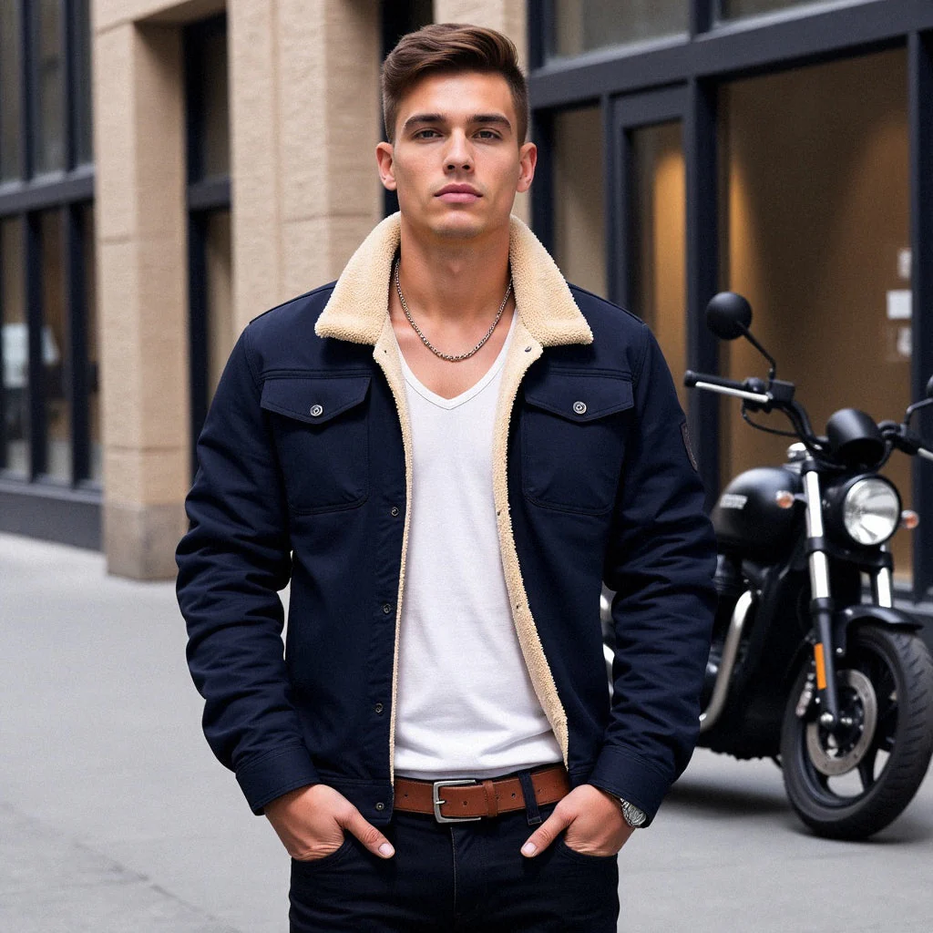 Veste Cargo Homme Doublée Sherpa – Manteau d’Hiver Isolant et Chaud - Image 5