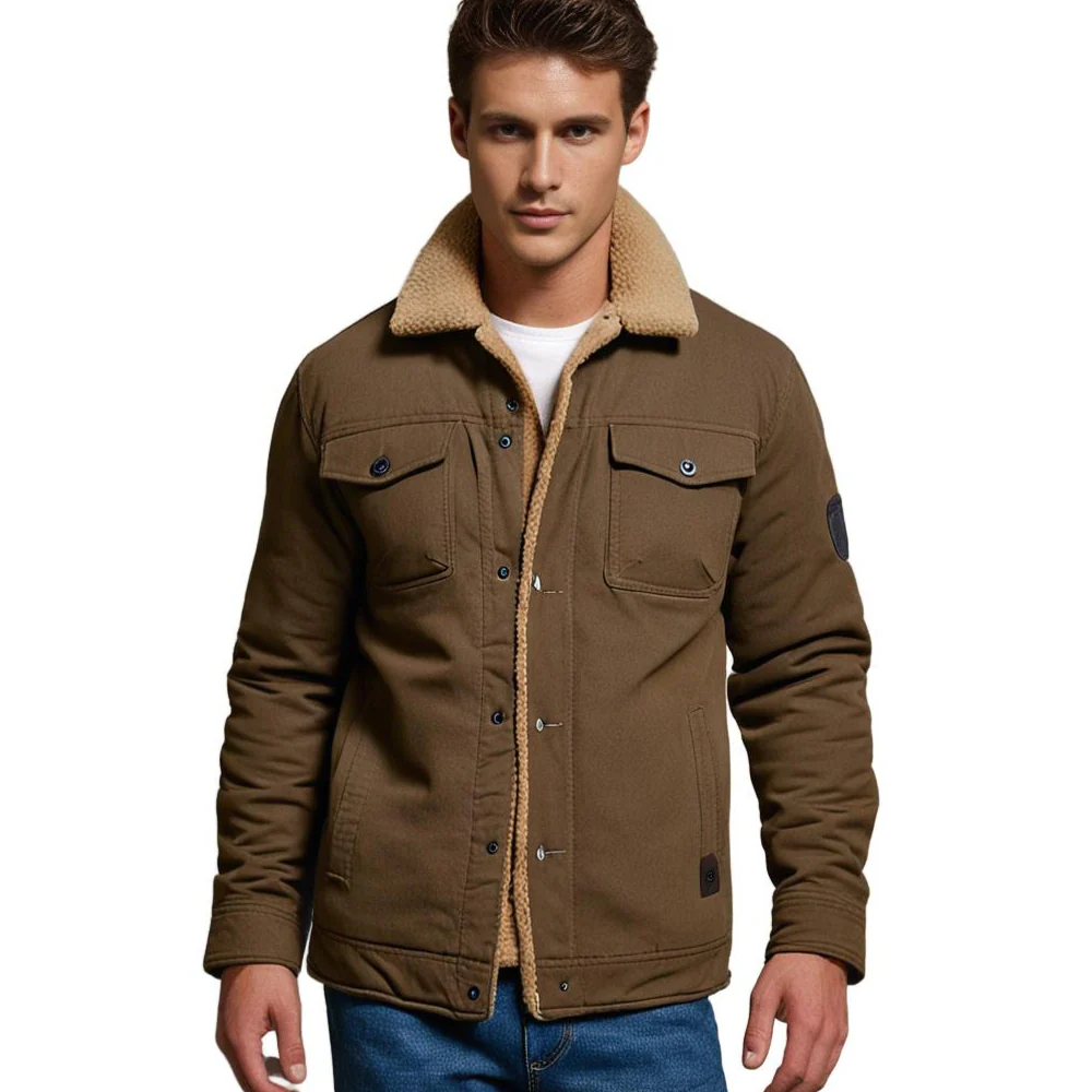 Veste Cargo Homme Doublée Sherpa – Manteau d’Hiver Isolant et Chaud - Image 9