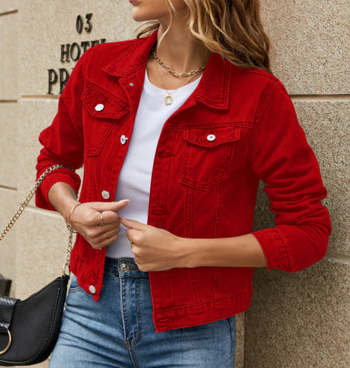 Veste Courte Élégante en Jean Femme – Boutonnée Style Décontracté Quotidien - Image 4